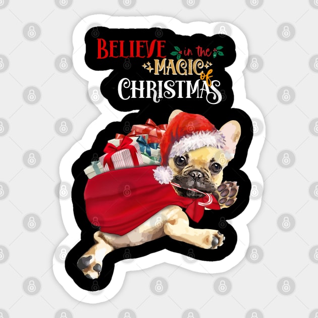 French Bulldog Frenchie belive in magic of merry Christmas Sticker by Collagedream